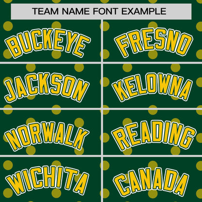 Custom Green Gold Personalized Polka Dot Graffiti Pattern Authentic Baseball Jersey