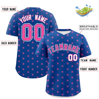 Custom Royal Pink Personalized Polka Dot Graffiti Pattern Authentic Baseball Jersey