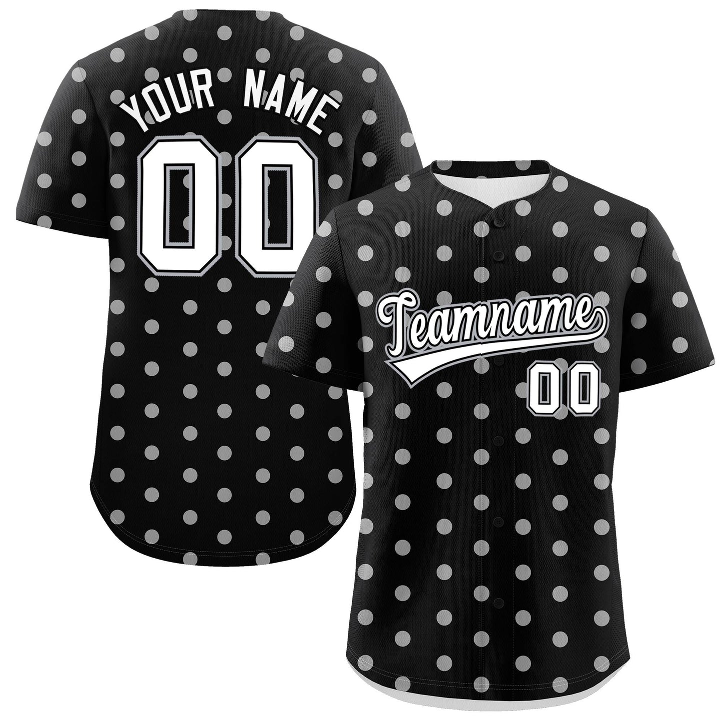 Custom Black White Personalized Polka Dot Graffiti Pattern Authentic Baseball Jersey