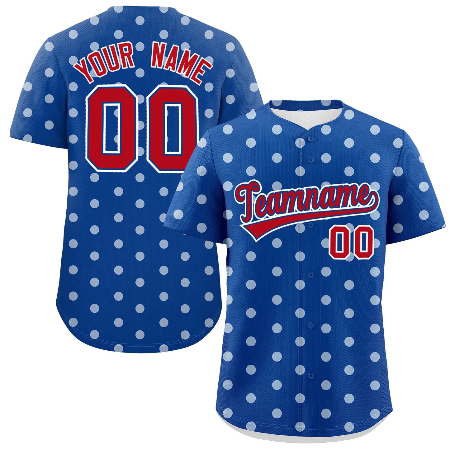 Custom Royal White Personalized Polka Dot Graffiti Pattern Authentic Baseball Jersey