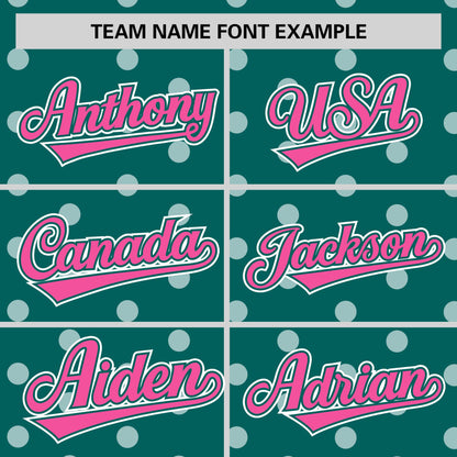 Custom Aqua White Personalized Polka Dot Graffiti Pattern Authentic Baseball Jersey