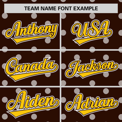 Custom Brown White Personalized Polka Dot Graffiti Pattern Authentic Baseball Jersey