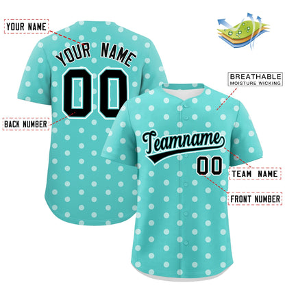 Custom Bright Green White Personalized Polka Dot Graffiti Pattern Authentic Baseball Jersey