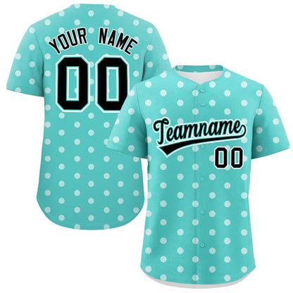 Custom Bright Green White Personalized Polka Dot Graffiti Pattern Authentic Baseball Jersey