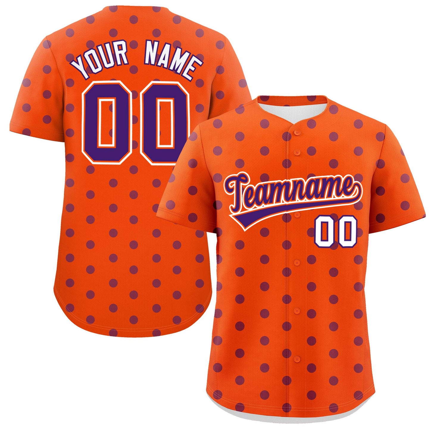 Custom Orange Purple Personalized Polka Dot Graffiti Pattern Authentic Baseball Jersey