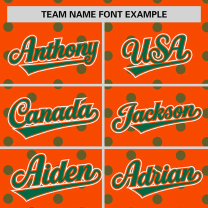 Custom Orange Kelly Green Personalized Polka Dot Graffiti Pattern Authentic Baseball Jersey