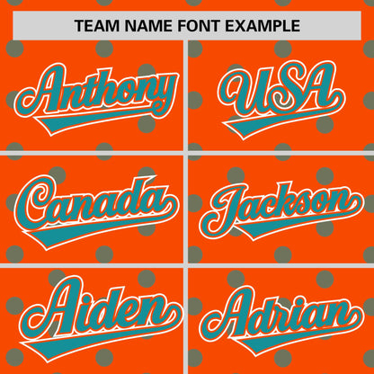 Custom Orange Aqua Personalized Polka Dot Graffiti Pattern Authentic Baseball Jersey