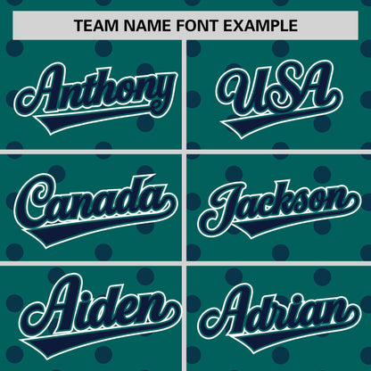 Custom Aqua Navy Personalized Polka Dot Graffiti Pattern Authentic Baseball Jersey