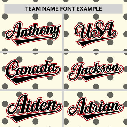 Custom Cream Black Personalized Polka Dot Graffiti Pattern Authentic Baseball Jersey