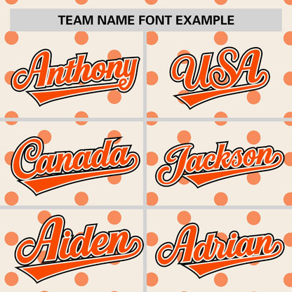 Custom Cream Orange Personalized Polka Dot Graffiti Pattern Authentic Baseball Jersey