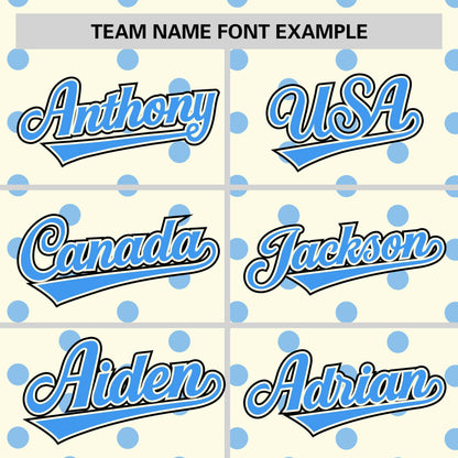 Custom Cream Powder Blue Personalized Polka Dot Graffiti Pattern Authentic Baseball Jersey