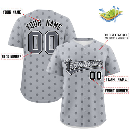 Custom Gray Dark Gray Personalized Polka Dot Graffiti Pattern Authentic Baseball Jersey