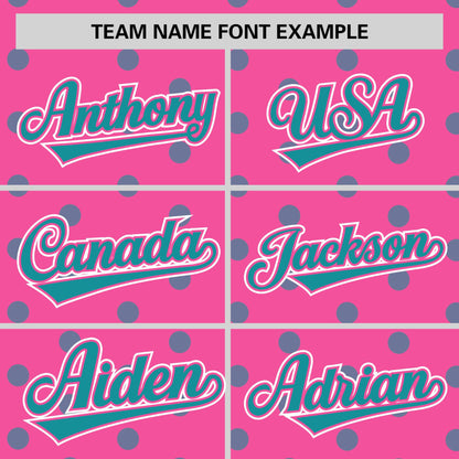 Custom Pink Aqua Personalized Polka Dot Graffiti Pattern Authentic Baseball Jersey