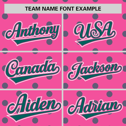 Custom Pink Aqua Personalized Polka Dot Graffiti Pattern Authentic Baseball Jersey