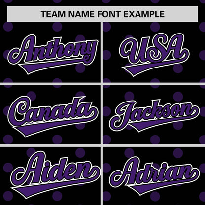 Custom Black Purple Personalized Polka Dot Graffiti Pattern Authentic Baseball Jersey