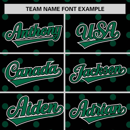 Custom Black Kelly Green Personalized Polka Dot Graffiti Pattern Authentic Baseball Jersey