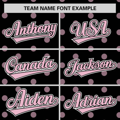 Custom Black Light Pink Personalized Polka Dot Graffiti Pattern Authentic Baseball Jersey