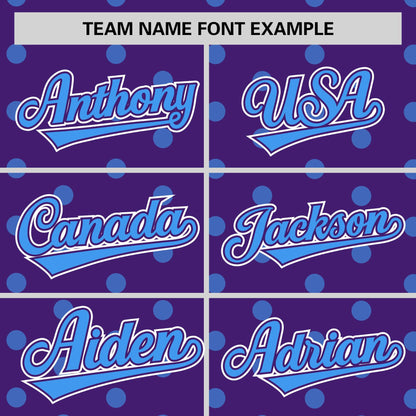 Custom Purple Powder Blue Personalized Polka Dot Graffiti Pattern Authentic Baseball Jersey