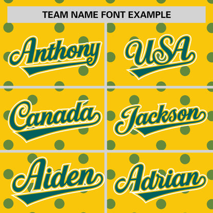 Custom Gold Aqua Personalized Polka Dot Graffiti Pattern Authentic Baseball Jersey