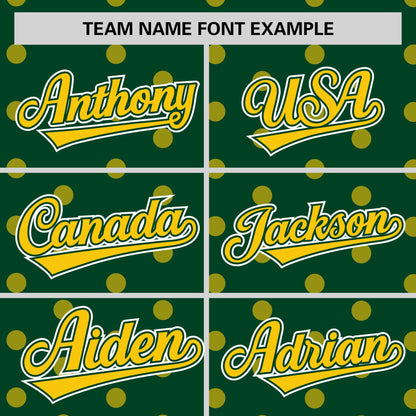 Custom Green Gold Personalized Polka Dot Graffiti Pattern Authentic Baseball Jersey