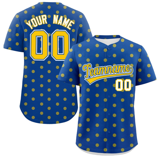 Custom Royal Gold Personalized Polka Dot Graffiti Pattern Authentic Baseball Jersey