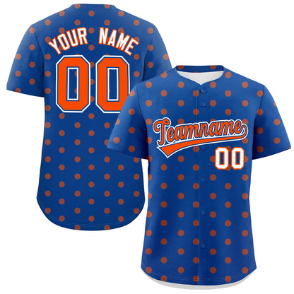 Custom Royal Orange Personalized Polka Dot Graffiti Pattern Authentic Baseball Jersey