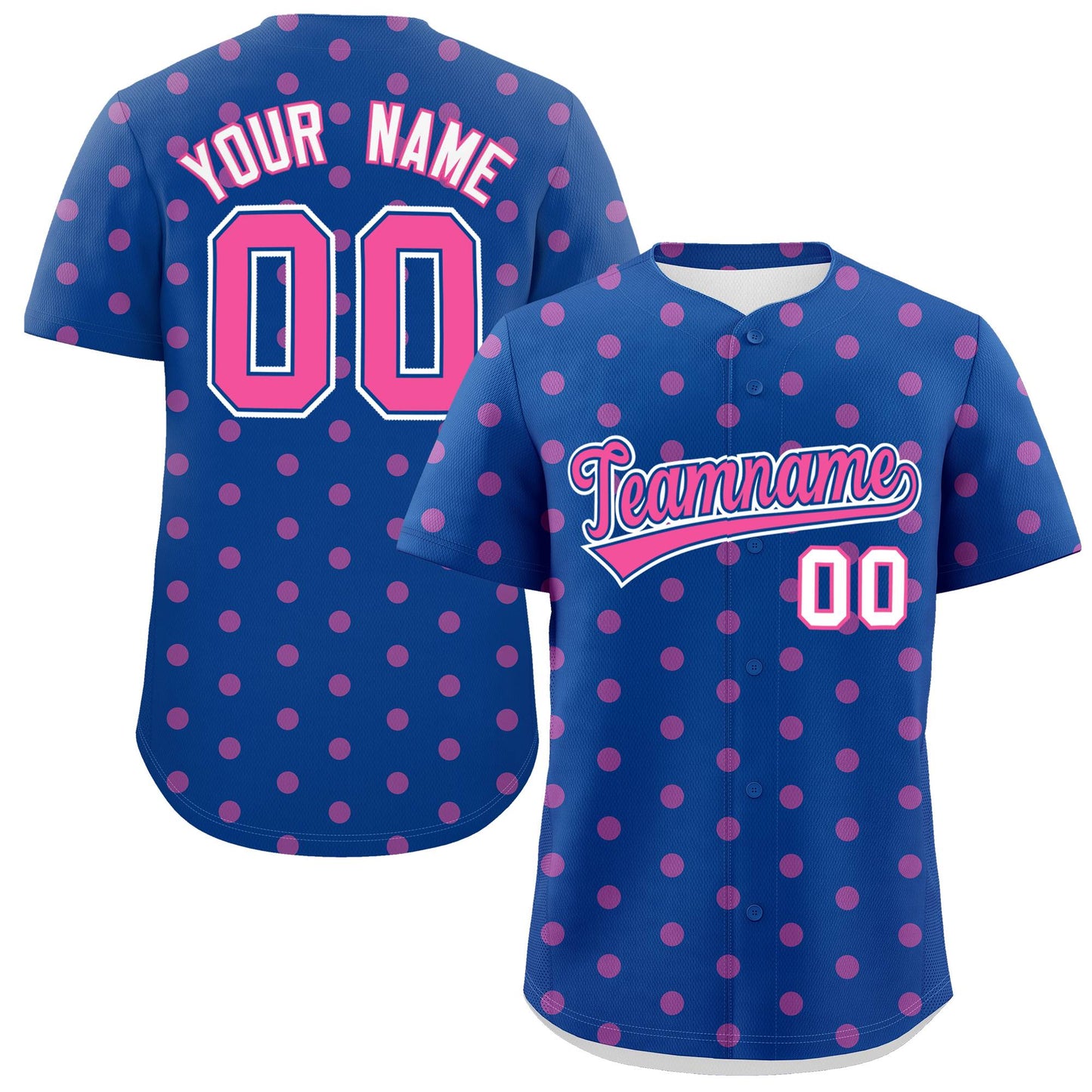 Custom Royal Pink Personalized Polka Dot Graffiti Pattern Authentic Baseball Jersey