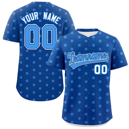 Custom Royal Powder Blue Personalized Polka Dot Graffiti Pattern Authentic Baseball Jersey