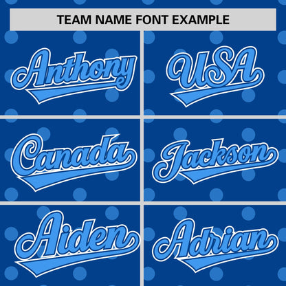 Custom Royal Powder Blue Personalized Polka Dot Graffiti Pattern Authentic Baseball Jersey