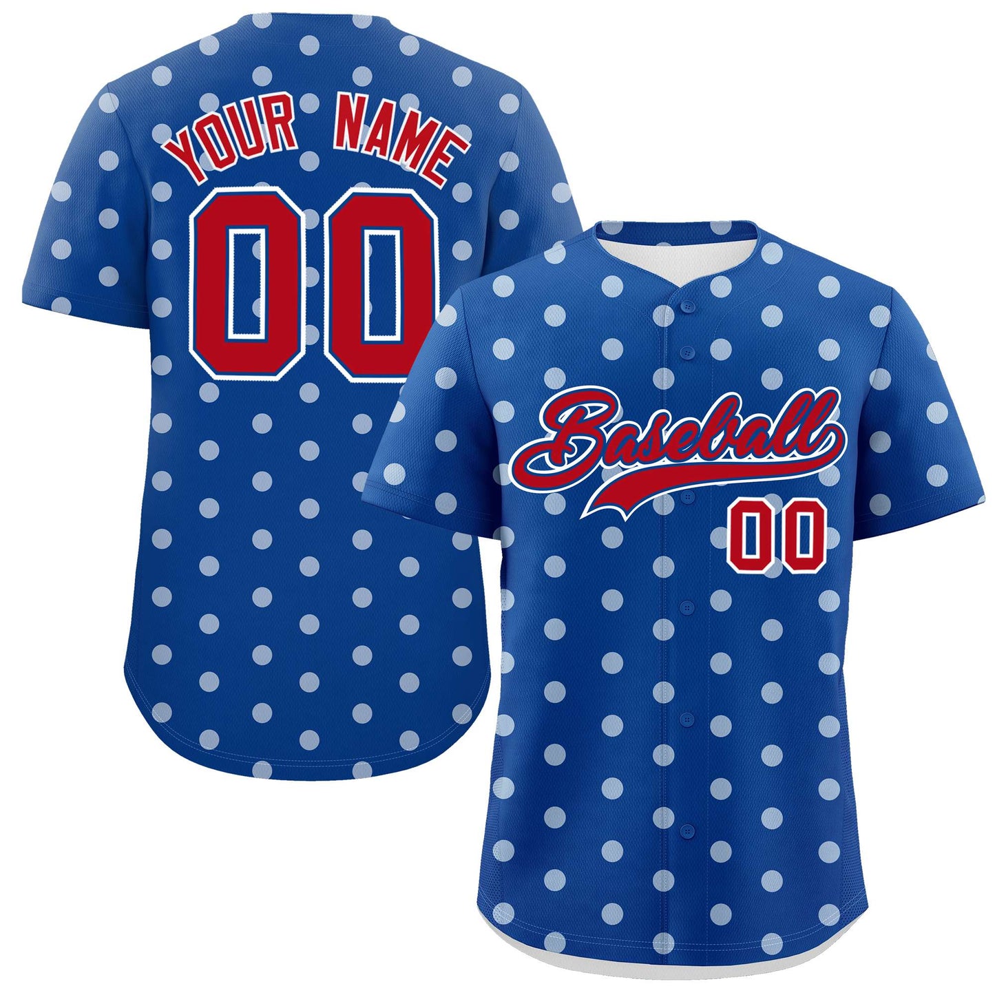 Custom Royal White Personalized Polka Dot Graffiti Pattern Authentic Baseball Jersey