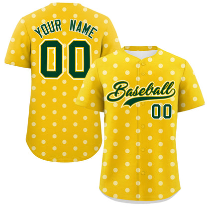 Custom Gold White Personalized Polka Dot Graffiti Pattern Authentic Baseball Jersey