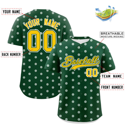 Custom Green White Personalized Polka Dot Graffiti Pattern Authentic Baseball Jersey