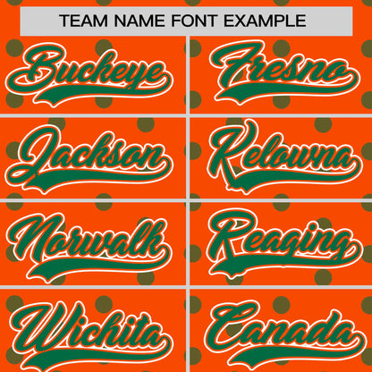 Custom Orange Kelly Green Personalized Polka Dot Graffiti Pattern Authentic Baseball Jersey