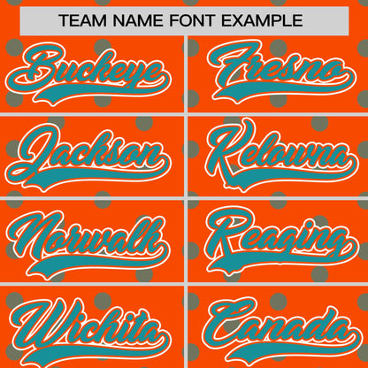 Custom Orange Aqua Personalized Polka Dot Graffiti Pattern Authentic Baseball Jersey