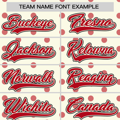 Custom Cream Red Personalized Polka Dot Graffiti Pattern Authentic Baseball Jersey