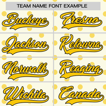 Custom Cream Gold Personalized Polka Dot Graffiti Pattern Authentic Baseball Jersey