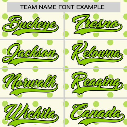 Custom Cream Neon Green Personalized Polka Dot Graffiti Pattern Authentic Baseball Jersey