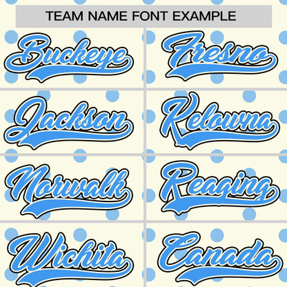 Custom Cream Powder Blue Personalized Polka Dot Graffiti Pattern Authentic Baseball Jersey