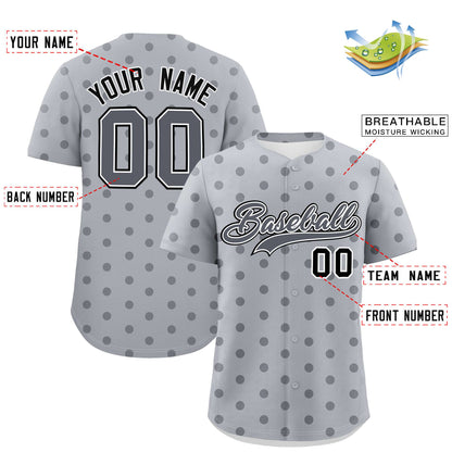 Custom Gray Dark Gray Personalized Polka Dot Graffiti Pattern Authentic Baseball Jersey