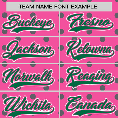 Custom Pink Kelly Green Personalized Polka Dot Graffiti Pattern Authentic Baseball Jersey