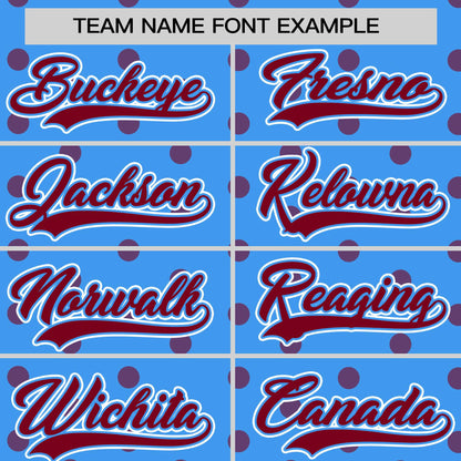 Custom Powder Blue Crimson Personalized Polka Dot Graffiti Pattern Authentic Baseball Jersey