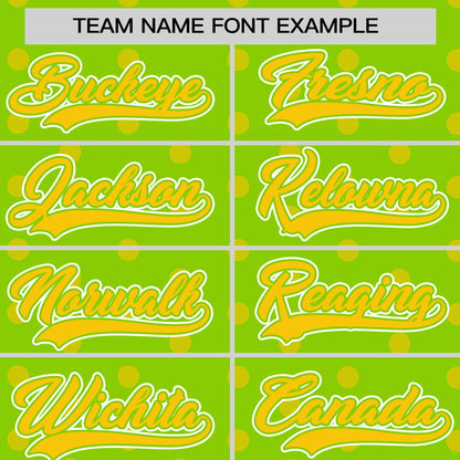 Custom Neon Green Gold Personalized Polka Dot Graffiti Pattern Authentic Baseball Jersey