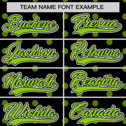 Custom Black Neon Green Personalized Polka Dot Graffiti Pattern Authentic Baseball Jersey