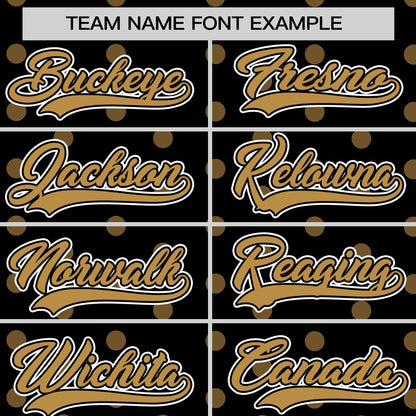 Custom Black Old Gold Personalized Polka Dot Graffiti Pattern Authentic Baseball Jersey