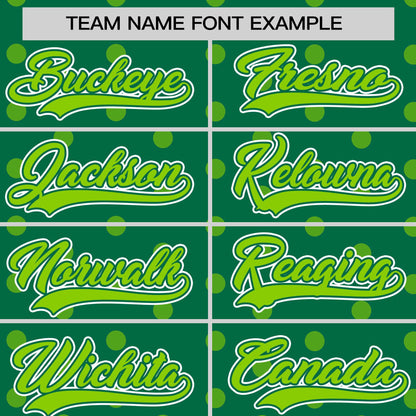 Custom Kelly Green Neon Green Personalized Polka Dot Graffiti Pattern Authentic Baseball Jersey