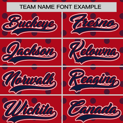 Custom Red Navy Personalized Polka Dot Graffiti Pattern Authentic Baseball Jersey