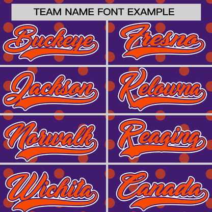 Custom Purple Orange Personalized Polka Dot Graffiti Pattern Authentic Baseball Jersey