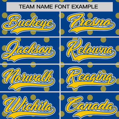 Custom Royal Gold Personalized Polka Dot Graffiti Pattern Authentic Baseball Jersey