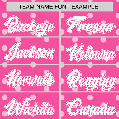 Custom Pink White Personalized Polka Dot Graffiti Pattern Authentic Baseball Jersey