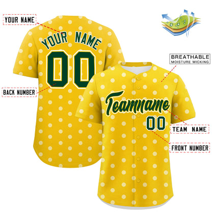 Custom Gold White Personalized Polka Dot Graffiti Pattern Authentic Baseball Jersey